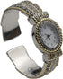 Metal Ladies Western Bangle/Cuff Watch with Simple Rhinestones on Band (Two Tone)...