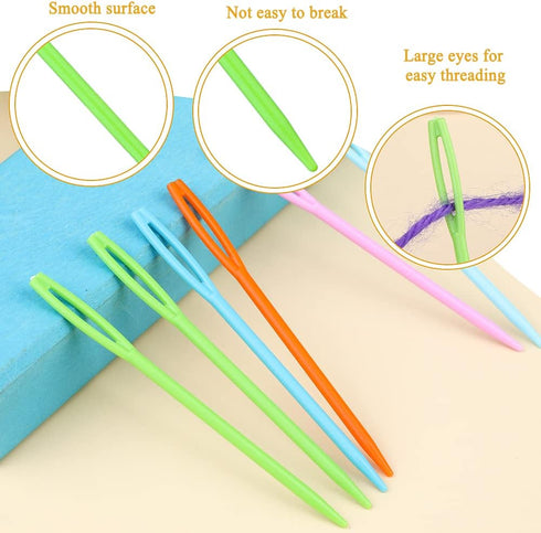 Knitting Tool Kit Knitting and Crochet Accessories large Eye Blunt Needles Plastic Needles with Tape Measure Stitch Markers Storage Box for DIY Ha...