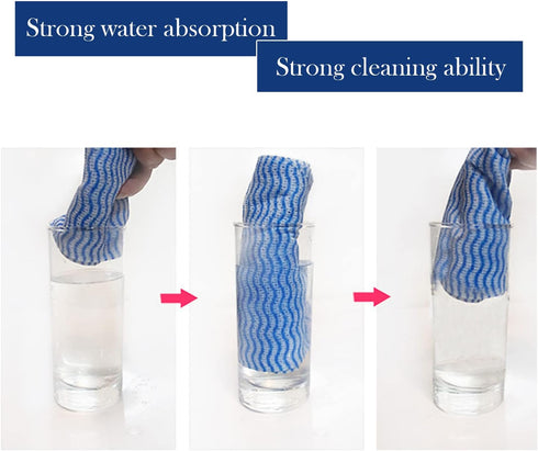 Disposable Cleaning Cloth Washing Cloth for Kitchen, Multi-use Dish Towels, Disposable Dish Cloths, Cleaning Rags,50 Count, Blue...