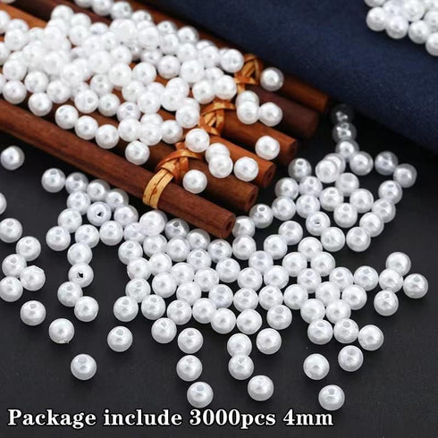 3000pcs White Pearl Beads 4mm White Pearls Craft Round Beads with Holes for Sewing Crafts Decoration Bracelet Necklace Jewelry Making...