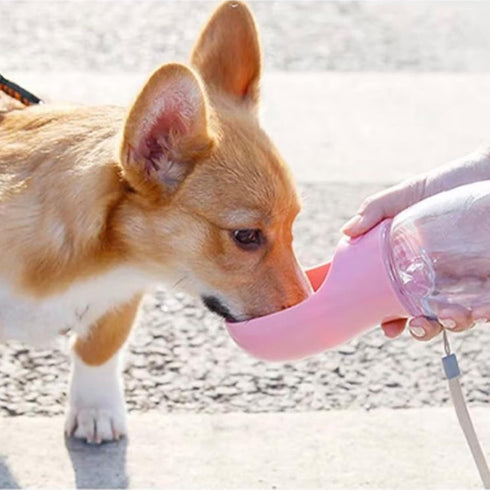 Dog Water Bottle, Leak Proof Portable Puppy Water Dispenser with Drinking Feeder for Pets Outdoor Walking, Hiking, Travel (12OZ, Pink)...