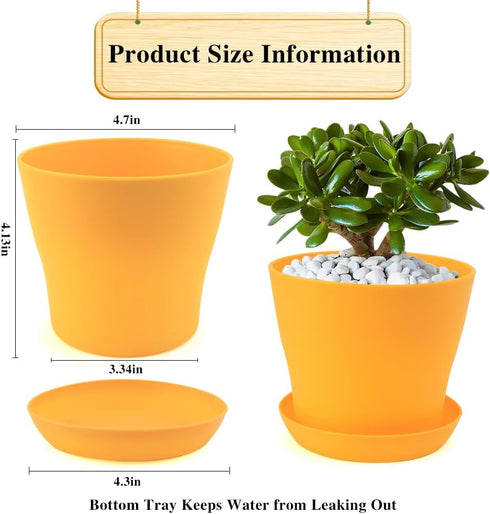 Flower Pots,Plant Pots,8 PCS Plastic Pots for Plants,4.7" Small Plant Pots,Succulent Pots,Planters for Indoor Plants,Nursery Pots,Herb Garden Plan...