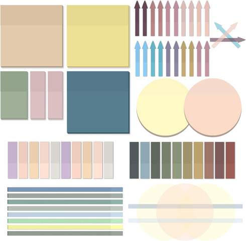 1180Pcs Transparent Vintage Sticky Notes, Waterproof Writable See-Through Highlighter Strips Translucent Index Page Tabs Clear Stickers for Home, ...