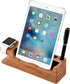 MOOZO Bamboo Wood Desktop Charging Dock Station Charger Holder Cradle Stand Compatible iPhone 16 15 14 13 12 11 Pro Max Apple Watch 2 3 4 / iWatch...