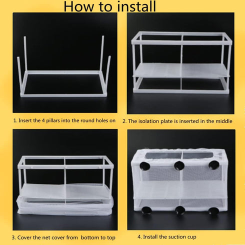 2 Pcs Aquarium Hatchery Net Fish Isolation Box,Nylon Mesh Fish Fry Hatchery Breeder Box Separation Net with Isolation Board...