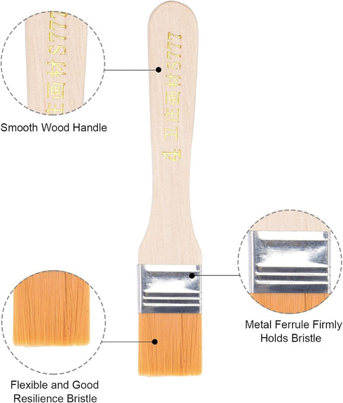 uxcell 6" Paint Brush 1" Width Soft Nylon Bristle with Wood Handle for Wall, Cabinets, Fences Yellow 12Pcs...