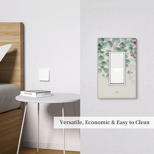 Green Leaf Flower Butterfly Birds Light Switch Cover Decorative 1 Gang Wall Plate Single Rocker Switch Plate Outlet Covers for Home Kitchen Bedroo...