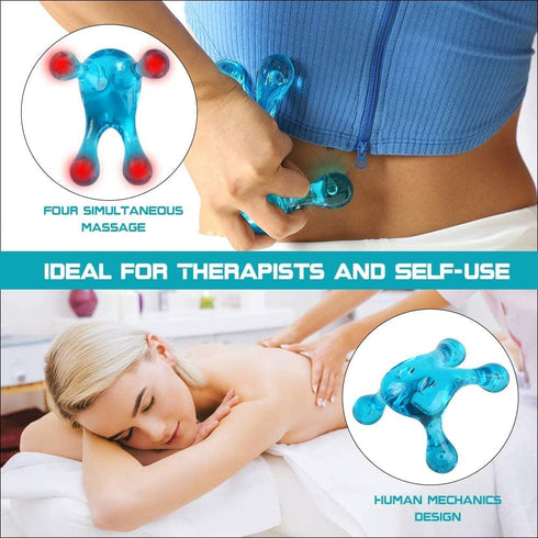 Palm Massage Tool - Easier Grip Handheld Massage Tool, Four Point Massage Tool, for Deep Tissue Pain Relief (Blue)...
