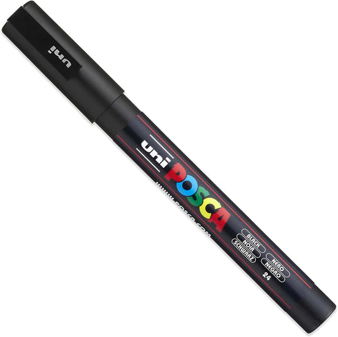 Posca - Ultra Fine to Fine Paint Marker Pens Set - PC-1MR, PC-1M, PC-3M - Black Ink - Pack of 3...