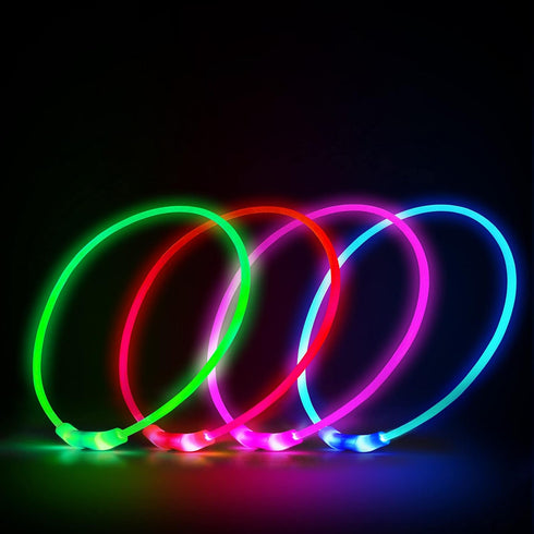 LED Dog Collar, Rechargeable Light Up Dog Collars,IP67 Waterproof Dog Lights for Night Walking?Adjustable, Reusable Safety Necklace for Small Medi...