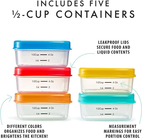 Fit & Fresh 1/2-Cup Snack Set, Condiment & Salad Dressing Containers, Reusable & Leakproof Lunch Containers, Perfect for Insulated Lunch Bag, Lunc...