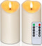 Amagic Outdoor Waterproof Flameless Candles, Flickering LED Candles, Battery Operated Candles with Remote and Timers, Ivory Plastic, 3” x 6” Set o...