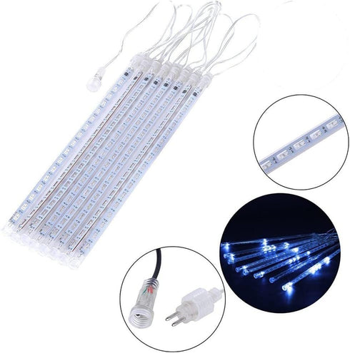 30cm 8-Tube Falling Rain Meteor Shower Christmas Lights - Blue Outdoor Icicle Dripping Shooting Star Lights...