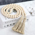 58in Farmhouse Beads Wood Bead Garland with Tassels, Rustic Farmhouse Decor for Farmhouse Tiered Tray Farmhouse Wall Decor (Natural Wood, 58in/1Pc...