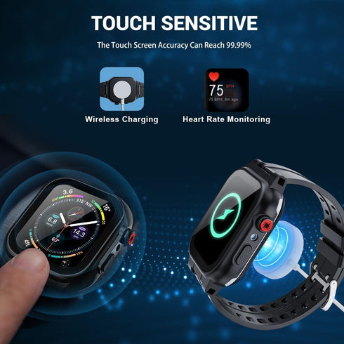 for Waterproof Apple Watch Band with Case 44mm 40mm 45mm 42mm 41mm 38mm, IP68 Water proof Case with Screen Protector, Full Body Rugged Bumper for ...