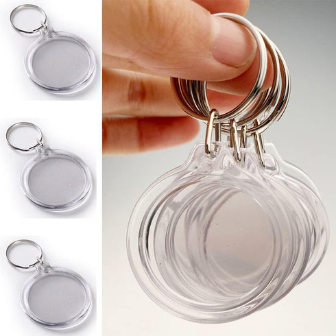 25PCS Clear Acrylic Photo Keychains - Round Blank Insert Photo Picture Frame Split Ring Keychain Snap In - Wallet Friendly Key Ring for Women & Me...