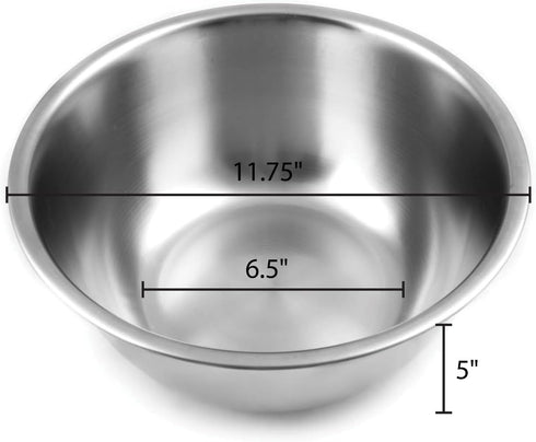 Fox Run Large Stainless Steel Mixing Bowl, 6.25-Quart, 11.75 x 5.5 inches, Metallic...