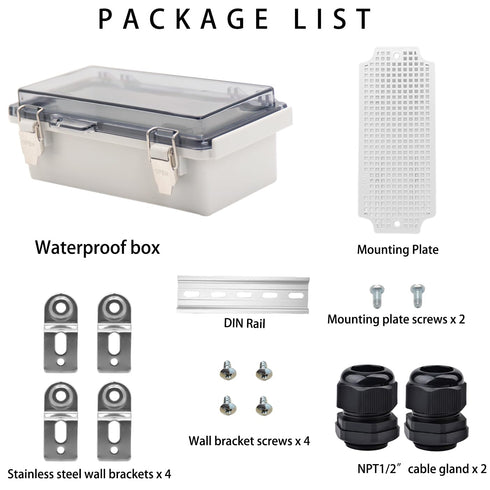 Outdoor Waterproof Electrical Box Junction Box Weatherproof IP67 ABS Plastic Enclosure Switch Router Project Box Electronics Enclosure with Mounti...