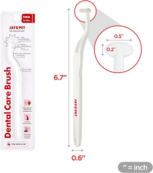Dental Care Brush (Firm Bristles) - Resilient Toothbrush for Dog Tartar & Plaque Removal, Horizontal Head and S-curved Body...