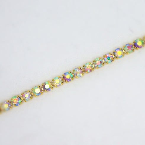 10 Yard Crystal AB Rhinestone Close Chain Clear Trim Sewing Craft (Gold, 4.3mm)...