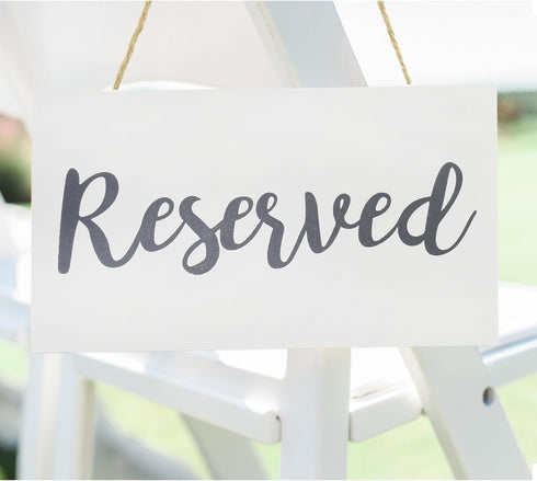 Darware Hanging Wooden Reserved Signs (6-Pack, White); Rustic Style Wood Signs for Weddings, Special Events, and Functions...