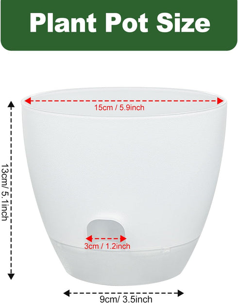 Plant Pots 6 Inch Set of 3, Self Watering Pots Flower Pots Indoor Outdoor, Plastic Planters with Drainage Hole Saucer Reservoir (Clear)...