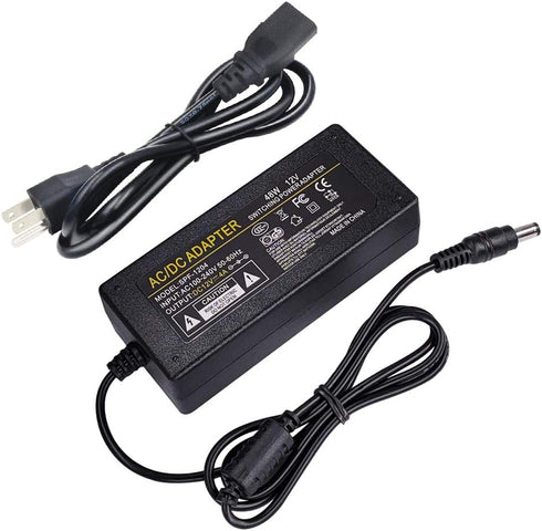 AC Adapter Power Supply 12V 4A 48W AC/DC Power Adapter with 5.5x2.1mm DC Plug 12V 4A 48W for LCD Monitor, LED Strip Light and Other Low Voltage De...