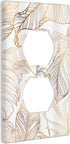 Rose Gold Palm Leaves Tropical Leaf Outlet Cover Decorative Single Duplex Wallplate Electrical Receptacle Covers for Home Bedroom Living Room Kitc...