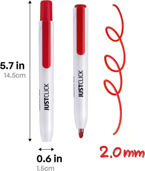 carrotez Retractable Dry Erase Markers, Low Odor Whiteboard Markers, Bullet Tip, Thin Barrel, 12 Count, Red...