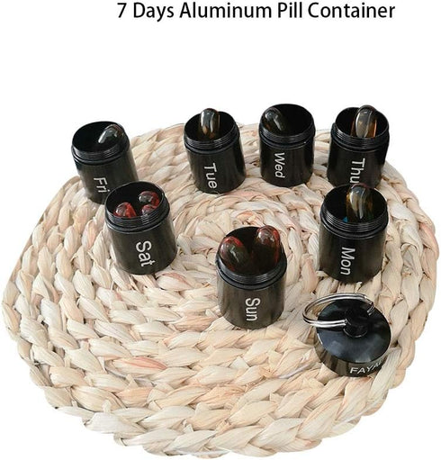 Pill Disperser Waterproof 7 Days Pill Holder Travel Pill Container Portable Medicine Keychain Daily Airtight Pill Organizer?Black)...