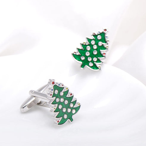 Green Christmas Tree Shaped Cufflinks...