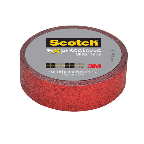 Scotch Expressions Glitter Washi Tape, Arts and Crafts Tape, .59 in x 196 in, Red Glitter, 6 Rolls...