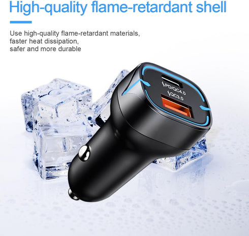 Car Charger Adapter, Dual Ports 5A/52W Total PD & QC4.0 USB C Quick Charge, Fast Car Charging Compatible with 12/Pro/Pro Max, 11 Pro, Samsung Gala...