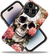 Compatible with iPhone 14 Pro Case, Skull Red Flowers Pattern Print Phone Case Durable Fashion Funny Liquid Silicone Case Soft Anti-Scratch Shockp...