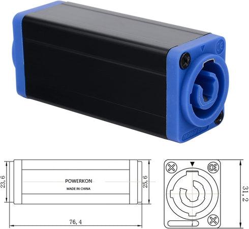 GELRHONR ZAC3MM-1 AC Powercon Coupler,LED Power Connector, Beam Light Power Adapter, Stage Lighting Power Extension Connector - Blue 20A(1 Pack)...