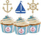 24 Pcs Nautical Theme Glitter Cupcake Picks Cupcake Toppers Food Fruit Picks for Decoration Party Favors...