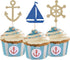 24 Pcs Nautical Theme Glitter Cupcake Picks Cupcake Toppers Food Fruit Picks for Decoration Party Favors...