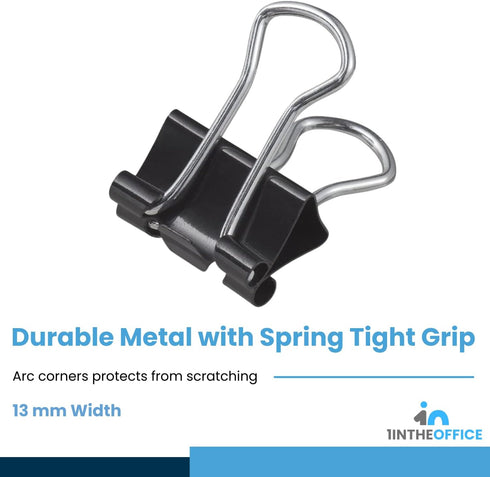 1InTheOffice Micro Binder Clips, Paper Clamps Micro Size, Black, 100 Clips"...