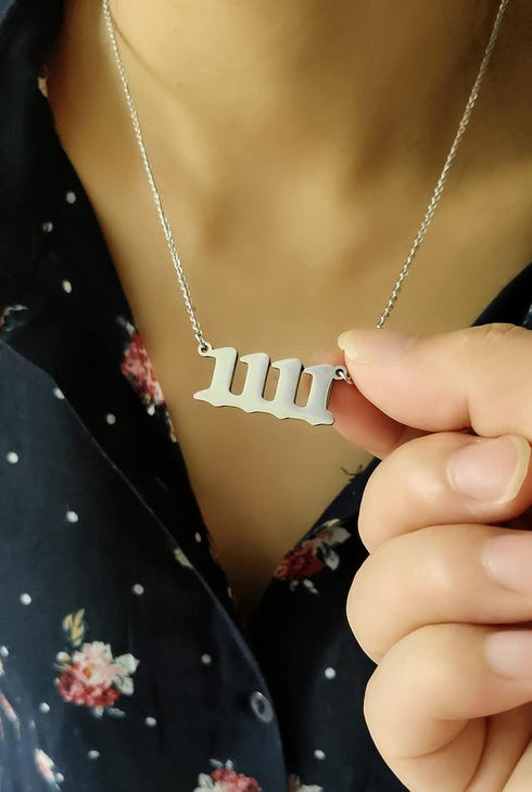 Angel Numbers Necklaces,Women Girls Dainty Gold Silver 111 1111 222 333 444 555 666 777 888 8888 999 Pendant Necklace Spiritual Numerology Jewelry...