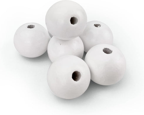 100 Painted White Wood Beads 20mm or 3/4 Inch Wood Beads with 3mm Hole...