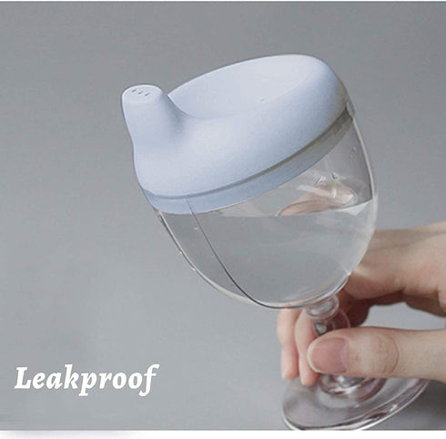 Wine Sippy Cup, Plastic Wine Glass Baby Goblet Sippy Cup Beverage Mug Milk Bottle with Lid for Kids Birthday Party or Celebration (over 8 months)...
