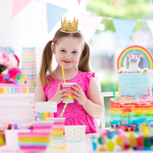 Amosfun 2pcs Mini Crown Cake Topper Pearl Rhinestone Queen Princess Tiara Crown for Birthday Wedding Party Cake Decorations Supplies (Golden)...