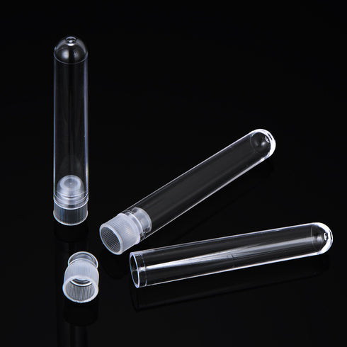 Hicarer 50 Pieces Clear Plastic Test Tubes 12 by 75 mm with Push Caps, 5 ml...