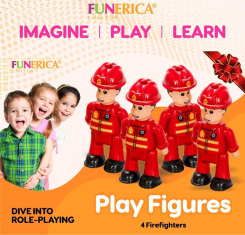 FUNERICA Toy Fireman Action Figures for Kids - Firefighter Figurines Community Helpers Toys - Little People Figures for Firefighter Toys, Fire Tru...