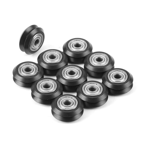 10 Pcs 3 Dimensional Printer Models Pulley POM Plastic Pulley Models V Groove Ball Bearings Pulley Passive Round Wheels Roller Black...