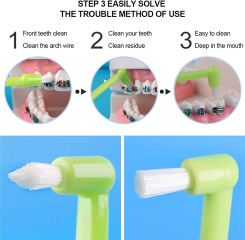 6 Pieces 2-in-1 Toothbrush with Interdental and Wisdom Teeth Brush Heads for Comprehensive Oral Care, Soft Single Interdental Brushes Between Teet...