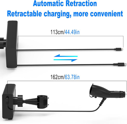 Multi Car Retractable Backseat Car Charger 5 in 1 Car Charging Station Box for iPhone/Samsung, 60W Cigarette Lighter Adapter Uber Taxi Lyft Turo S...