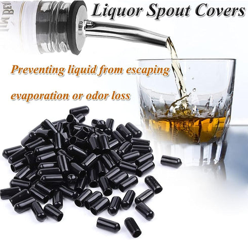 100 Pcs Pourers Dust Covers?liquor spout covers, Dispenser Spout Dust Rubber Caps for Olive Oil Liquor Bottles, Black (Black)...