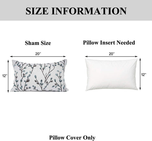 YOUR SMILE Classical Embroidery Jacquard Farmhouse Oblong Rectangle Chenille Teal Leaf Decorative Throw Pillow Case,12x20 inch...