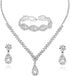 Women Crystal Necklace Earrings Bracelets Set Wedding Rhinestones Necklaces Rhinestone Teardrop Pendant Earrings Shiny Bracelet Jewelry for Brides...
